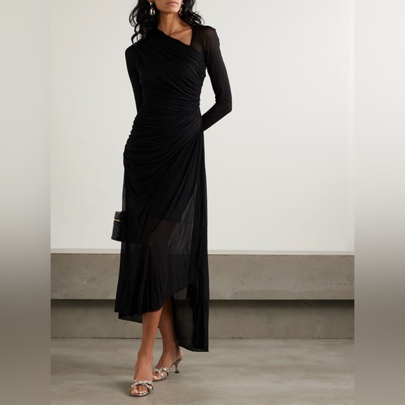 ZIMMERMANN Illustration asymmetric ruched stretch-mesh midi dress - Picture 2 of 14